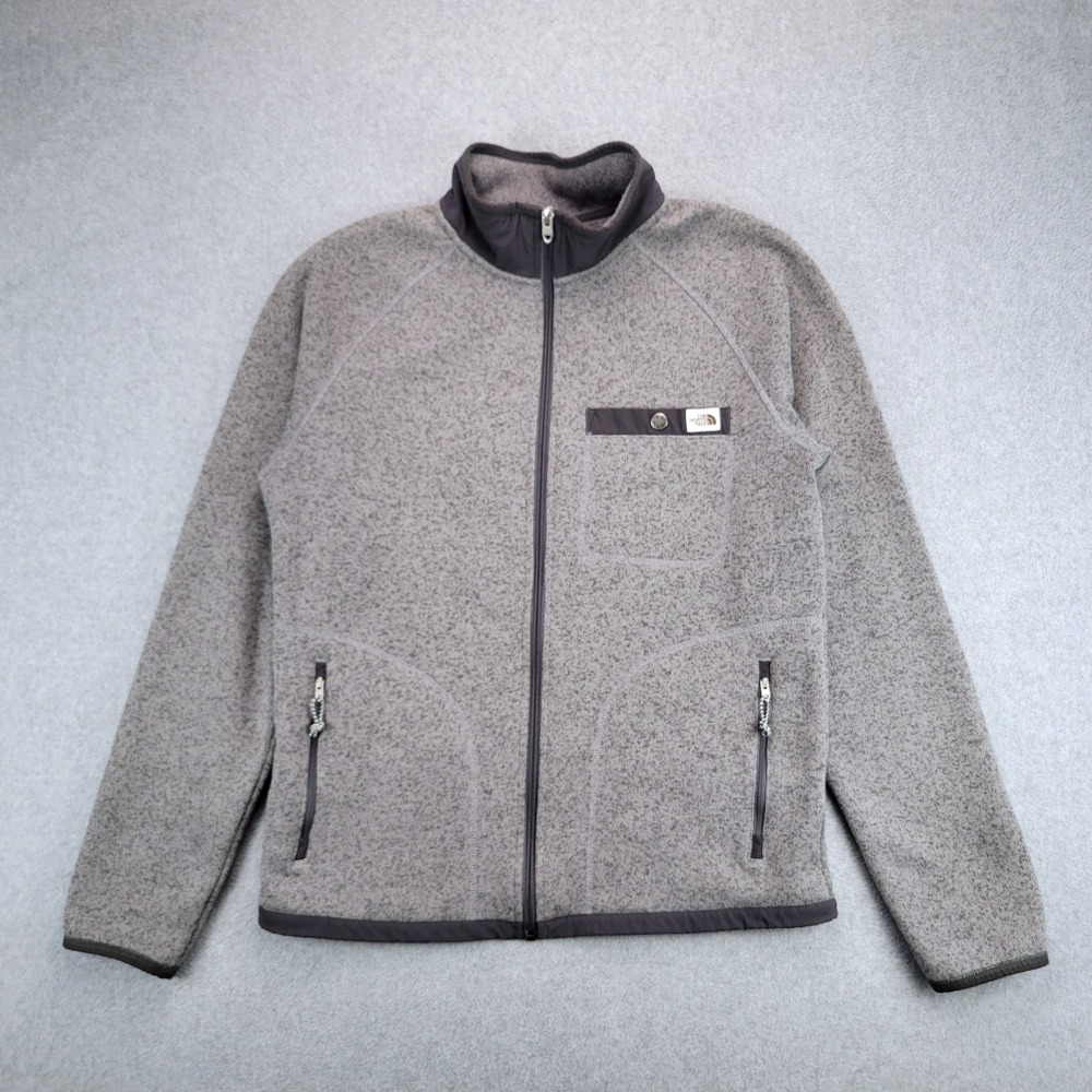 The North Face Gordon Lyons Jacket Mens Small Gray Heather Full Zip Fleece